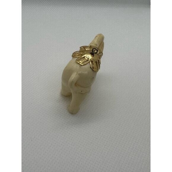 Vintage Elephant Pendant Figurine With Gold-Tone Floral Accents - Picture 6 of 10